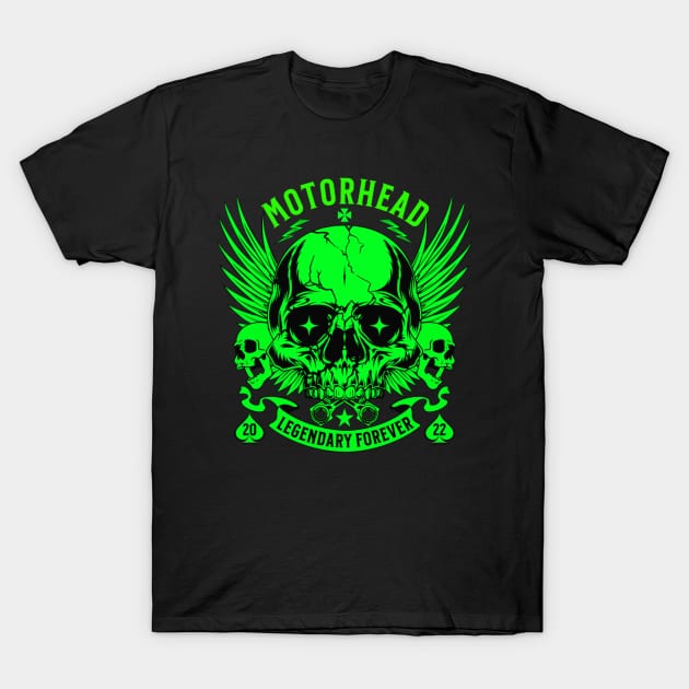 skull motorhead forever retro green T-Shirt by girls store